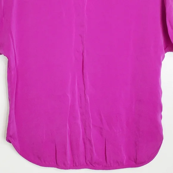 Milly size 10 silk blend  v neck short dolman sleeve top blouse magenta fuchsia - Picture 6 of 12